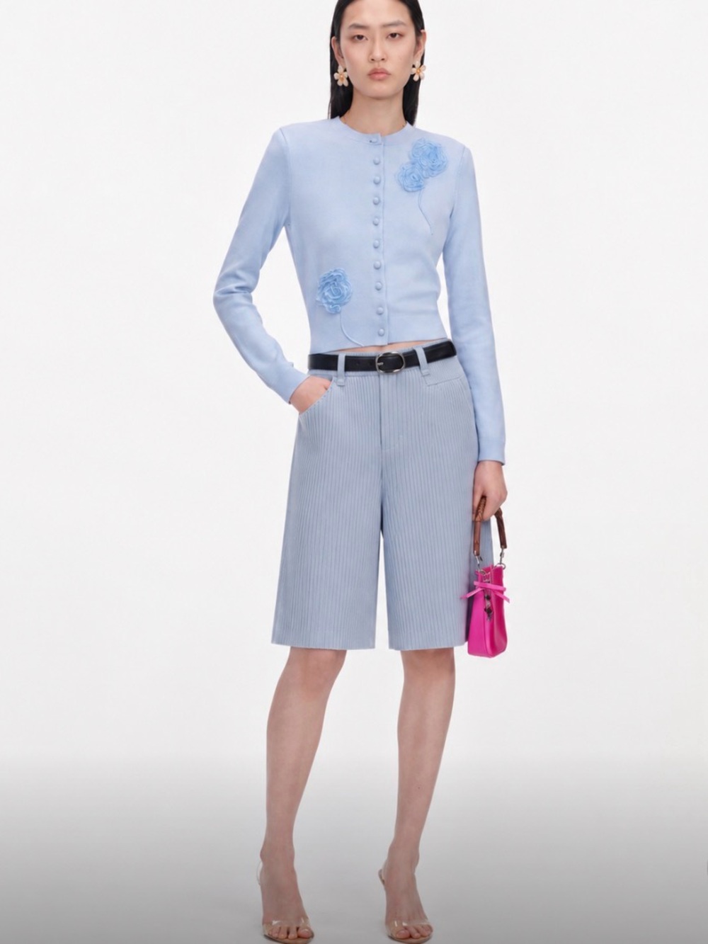 Self portrait knit blue viscose shorts